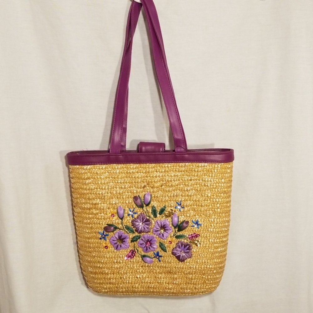 White Stag Tote Wheat Straw Violet Trim